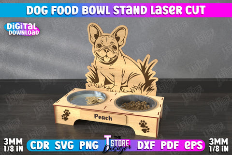 Dog Food Bowl Stand Bundle | Personalized Food Bowl Holder | Double Dog Dish Holder | CNC Files SVG The T Store Design 