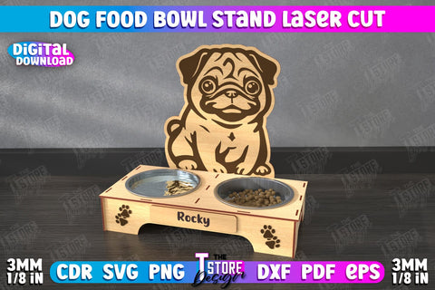 Dog Food Bowl Stand Bundle | Personalized Food Bowl Holder | Double Dog Dish Holder | CNC Files SVG The T Store Design 