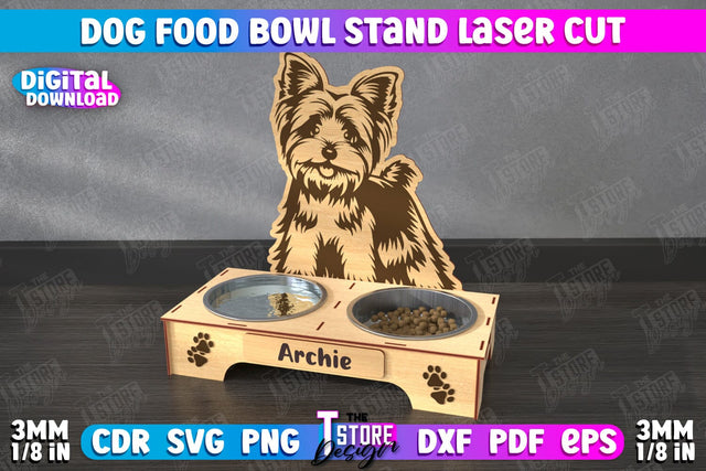 Dog Food Bowl Stand | Food Bowl Holder | Double Dog Dish Holder | CNC File SVG The T Store Design 
