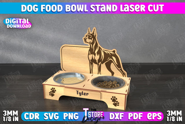 Dog Food Bowl Stand | Food Bowl Holder | Double Dog Dish Holder | CNC File SVG The T Store Design 