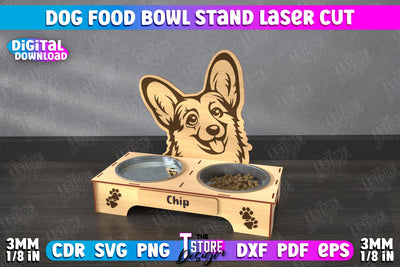 Dog Food Bowl Stand | Food Bowl Holder | Double Dog Dish Holder | CNC File SVG The T Store Design 