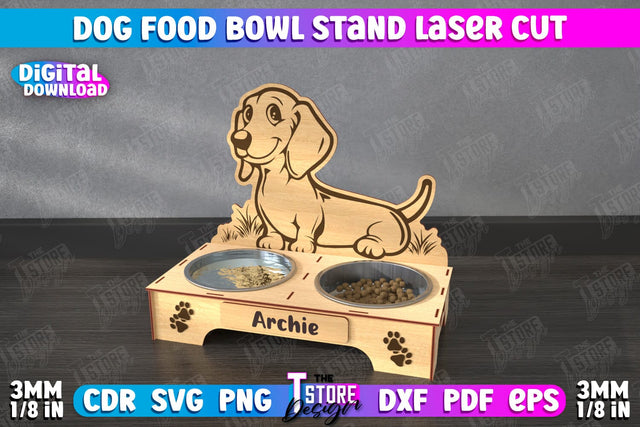 Dog Food Bowl Stand | Food Bowl Holder | Double Dog Dish Holder | CNC File SVG The T Store Design 