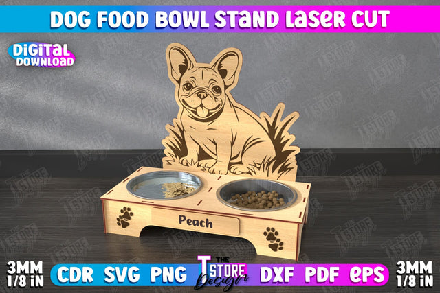 Dog Food Bowl Stand | Food Bowl Holder | Double Dog Dish Holder | CNC File SVG The T Store Design 