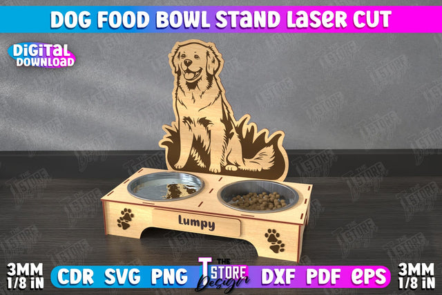 Dog Food Bowl Stand | Food Bowl Holder | Double Dog Dish Holder | CNC File SVG The T Store Design 