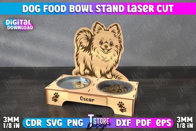 Dog Food Bowl Stand | Food Bowl Holder | Double Dog Dish Holder | CNC File SVG The T Store Design 