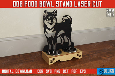 Dog Food Bowl Stand | Rustic Design | Double Dog Bowl Holder | CNC File SVG Fly Design 
