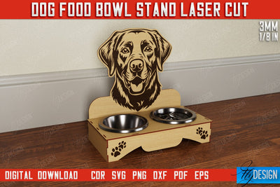 Dog Food Bowl Stand | Rustic Design | Double Dog Bowl Holder | CNC File SVG Fly Design 