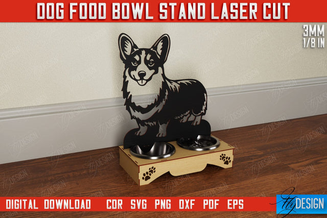 Dog Food Bowl Stand | Rustic Design | Double Dog Bowl Holder | CNC File SVG Fly Design 