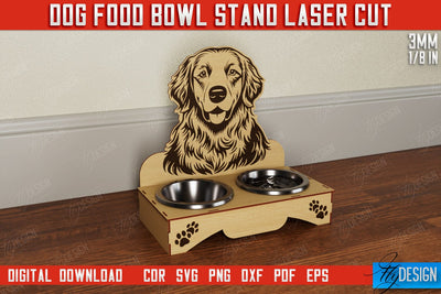 Dog Food Bowl Stand | Rustic Design | Double Dog Bowl Holder | CNC File SVG Fly Design 
