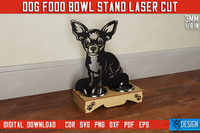 Dog Food Bowl Stand | Rustic Design | Double Dog Bowl Holder | CNC File SVG Fly Design 