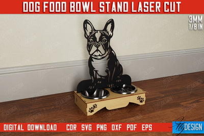 Dog Food Bowl Stand | Rustic Design | Double Dog Bowl Holder | CNC File SVG Fly Design 