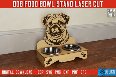 Dog Food Bowl Stand | Rustic Design | Double Dog Bowl Holder | CNC File SVG Fly Design 