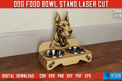 Dog Food Bowl Stand | Rustic Design | Double Dog Bowl Holder | CNC File SVG Fly Design 