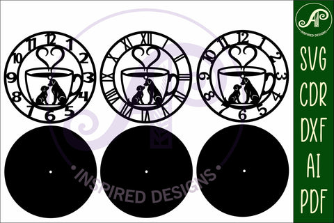 Dog friendly cafe wall clock laser cut files SVG APInspireddesigns 