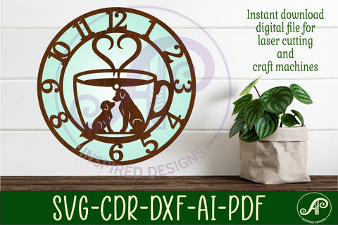 Dog friendly cafe wall clock laser cut files SVG APInspireddesigns 
