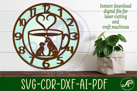 Dog friendly cafe wall clock laser cut files SVG APInspireddesigns 