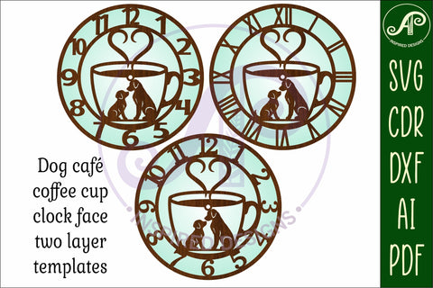 Dog friendly cafe wall clock laser cut files SVG APInspireddesigns 