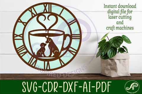 Dog friendly cafe wall clock laser cut files SVG APInspireddesigns 