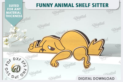 Dog Funny Decor Laser Cut. Cute Animal. Shelf Sitter SVG SVG Evgenyia Guschina 