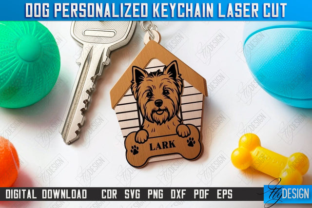 Dog Keychain Laser Cut | Personalized Accessories | Dog Name Tag Keyring | CNC File SVG Fly Design 