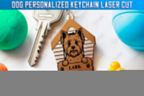 Dog Keychains Laser Cut Bundle | Personalized Accessories | Dog Name Tag Keyring | CNC Files SVG Fly Design 