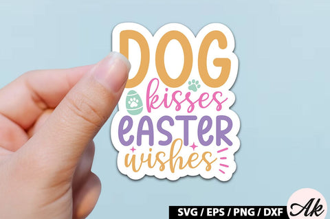Dog kisses easter wishes SVG Stickers SVG akazaddesign 