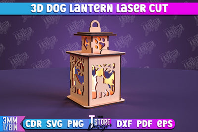 Dog Lantern | 3D Lantern | 3D Night Light | Home Pets | Lantern Template | CNC File SVG The T Store Design 