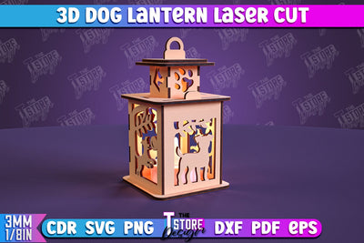 Dog Lantern | 3D Lantern | 3D Night Light | Home Pets | Lantern Template | CNC File SVG The T Store Design 