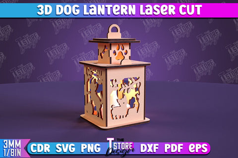Dog Lantern Bundle | 3D Lantern | 3D Night Light | Home Pets | Lantern Template | CNC File SVG The T Store Design 