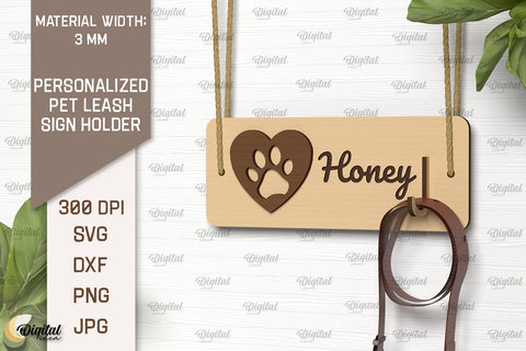 Dog Leash Holders Laser Cut Bundle. Dog Name Wood Signs SVG SVG Evgenyia Guschina 