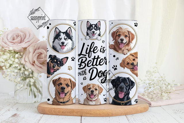 Dog Life 20oz Tumbler Wrap Sublimation sassyprint 
