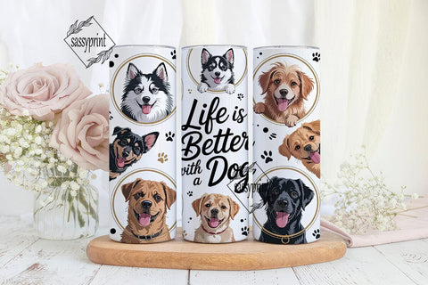 Dog Life 20oz Tumbler Wrap Sublimation sassyprint 