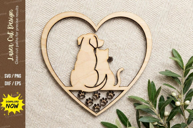 Dog Love Heart Laser Cut, dog svg, dog love svg, puppy sv SVG Regulrcrative 