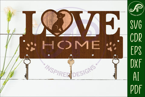 Dog LOVE Key holder designs for wood and metal SVG APInspireddesigns 