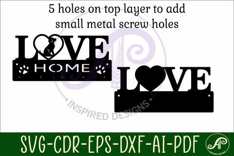 Dog LOVE Key holder designs for wood and metal SVG APInspireddesigns 