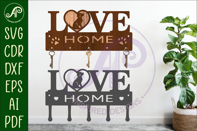 Dog LOVE Key holder designs for wood and metal SVG APInspireddesigns 