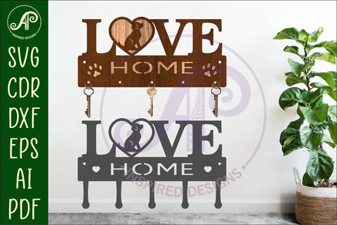 Dog LOVE Key holder designs for wood and metal SVG APInspireddesigns 