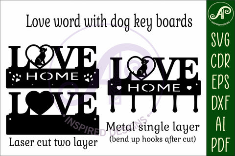 Dog LOVE Key holder designs for wood and metal SVG APInspireddesigns 