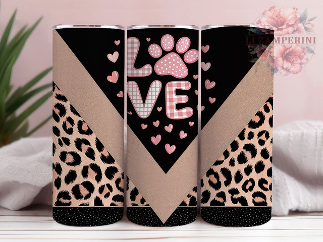Dog Love Leopard Print Pet Lover Tumbler, Leopard Print Wrap, 20oz Tumbler Design, Animal Print Tumbler, Dog Mom Gift, Cute Dog Tumbler, Pet Lover Tumbler Wrap Sublimation Li Zamperini 