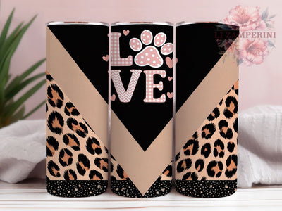 Dog Love Leopard Print Pet Lover Tumbler, Leopard Print Wrap, 20oz Tumbler Design, Animal Print Tumbler, Dog Mom Gift, Cute Dog Tumbler, Pet Lover Tumbler Wrap Sublimation Li Zamperini 