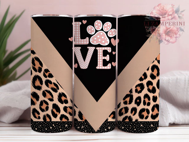 Dog Love Leopard Print Pet Lover Tumbler, Leopard Print Wrap, 20oz Tumbler Design, Animal Print Tumbler, Dog Mom Gift, Cute Dog Tumbler, Pet Lover Tumbler Wrap Sublimation Li Zamperini 