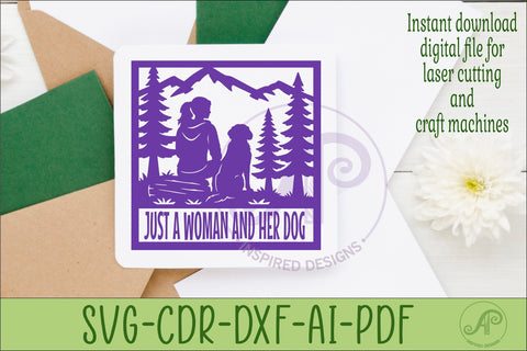 Dog Lover Forest Scene square female named wall sign or card SVG APInspireddesigns 