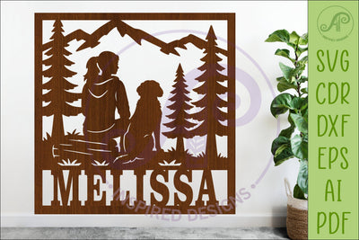 Dog Lover Forest Scene square female named wall sign or card SVG APInspireddesigns 