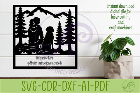 Dog Lover Forest Scene square female named wall sign or card SVG APInspireddesigns 