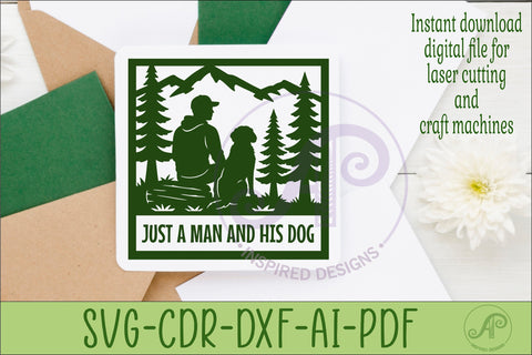 Dog Lover Forest Scene square male named wall sign or card SVG APInspireddesigns 