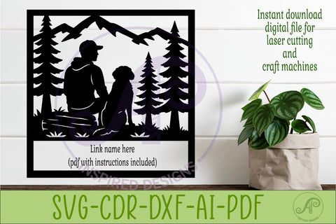Dog Lover Forest Scene square male named wall sign or card SVG APInspireddesigns 