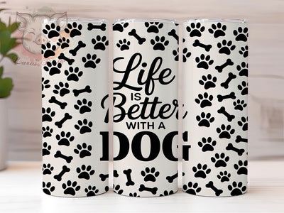 Dog Lover Paw 20oz Tumbler, Paw Prints, Dog Bones, Pet Pattern, Balanced Design, Skinny Tumbler, Sublimation PNG Sublimation Lara' s Designs 