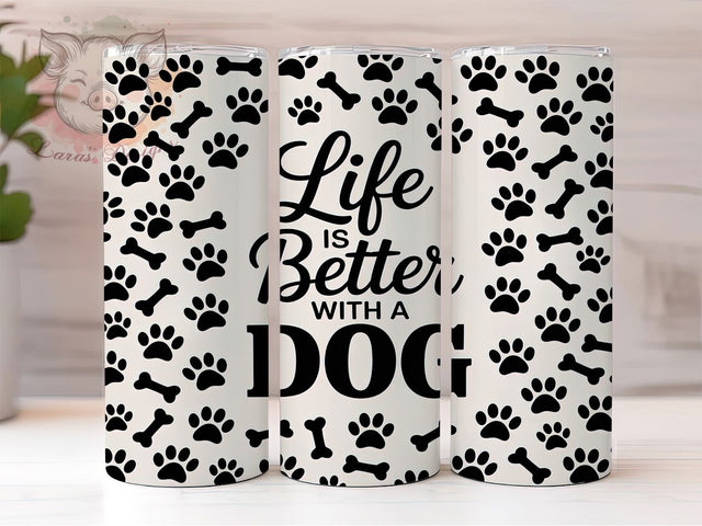 Dog Lover Paw 20oz Tumbler, Paw Prints, Dog Bones, Pet Pattern, Balanced Design, Skinny Tumbler, Sublimation PNG Sublimation Lara' s Designs 