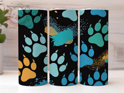 Dog Lover Paw Print Tumbler, Dog Lover, Pet Theme, Animal Pattern, Cute Design, 20Oz Tumbler, Sublimation Wrap Sublimation Lara' s Designs 