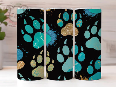 Dog Lover Paw Print Tumbler, Dog Lover, Pet Theme, Animal Pattern, Cute Design, 20Oz Tumbler, Sublimation Wrap Sublimation Lara' s Designs 